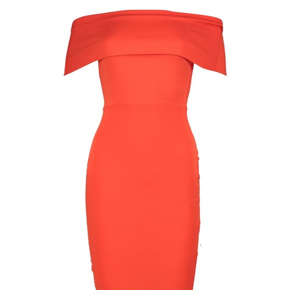 BOOHOO Petite Asymmetric Off Shoulder Dress - Picture 7 of 8